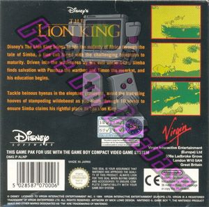 Lion King (Disney's the) UKV Back of the box