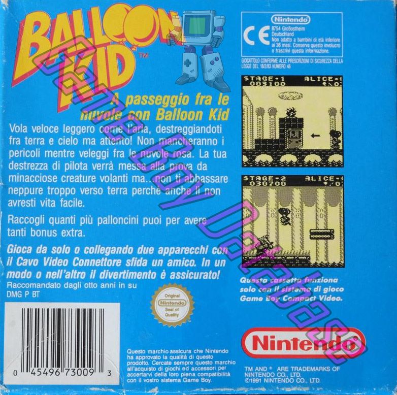 Balloon Kid ITA Back of the box