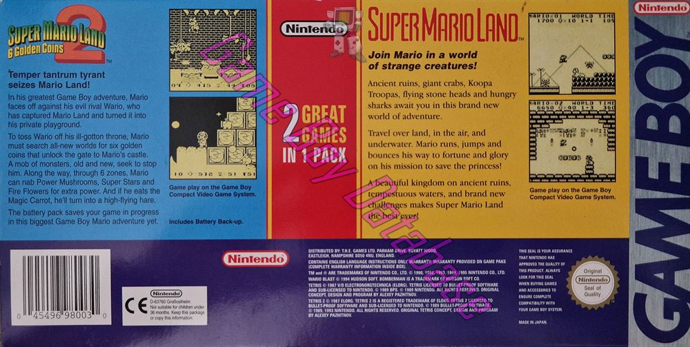 Twin Pack - Super Mario land 1 & 2 UKV Back of the box