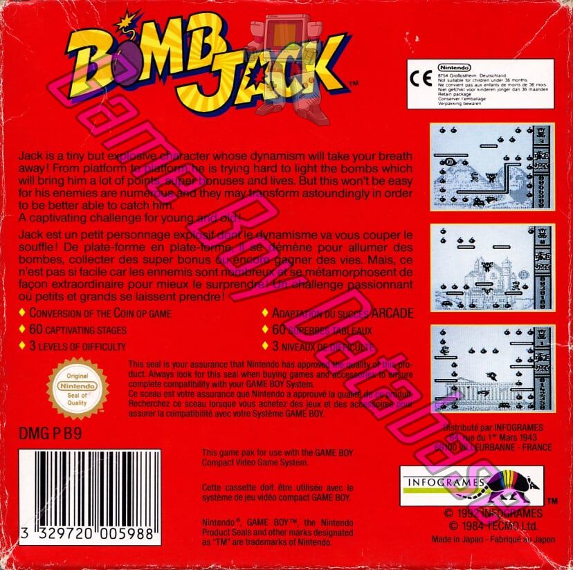 Bomb Jack FAH Back of the box