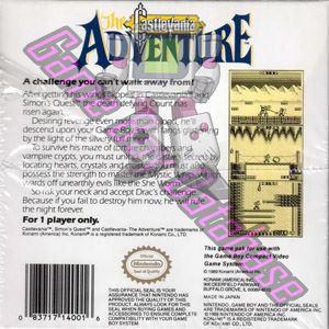 Castlevania the Adventure USA-1 Back of the box