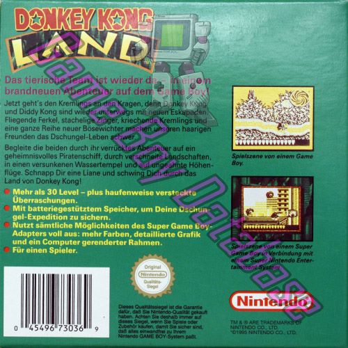 Donkey Kong Land NOE Back of the box