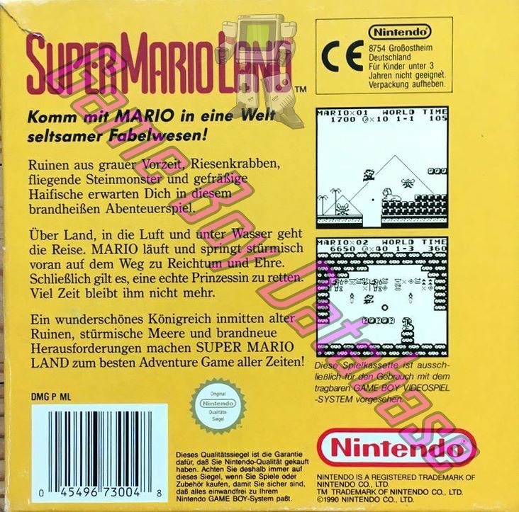 Super Mario Land NOE Back of the box