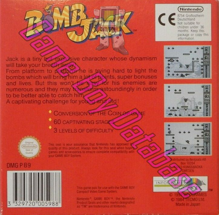 Bomb Jack SCN Back of the box