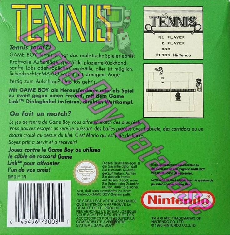 Tennis FRG-3 Back of the box