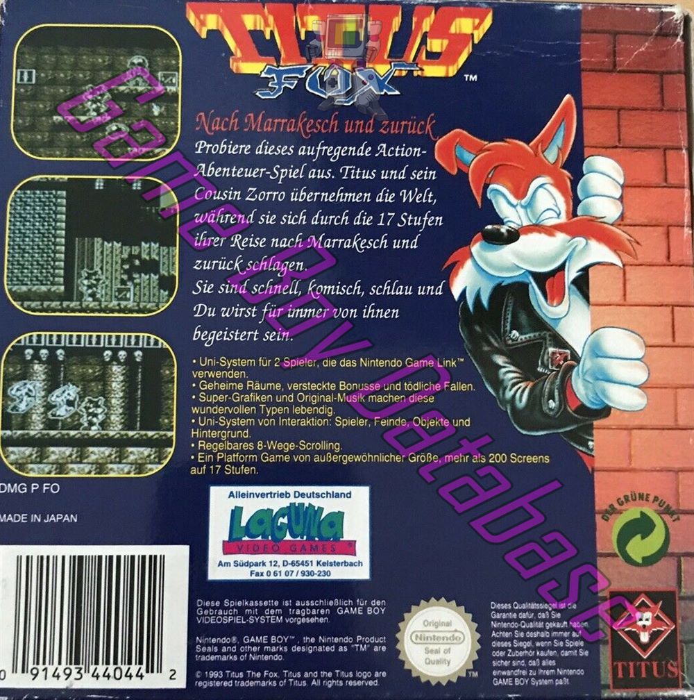 Titus the Fox FRG-3 Back of the box