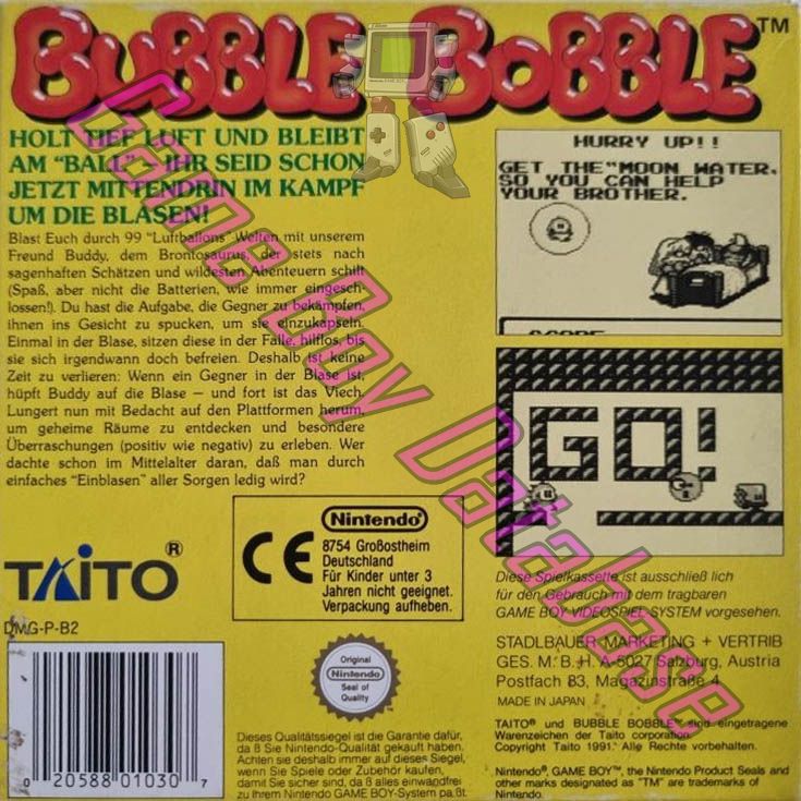 Bubble Bobble FRG Back of the box