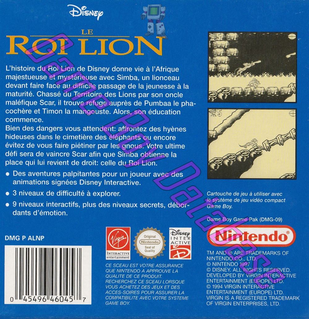 Le roi Lion (Disney) NFRA Back of the box