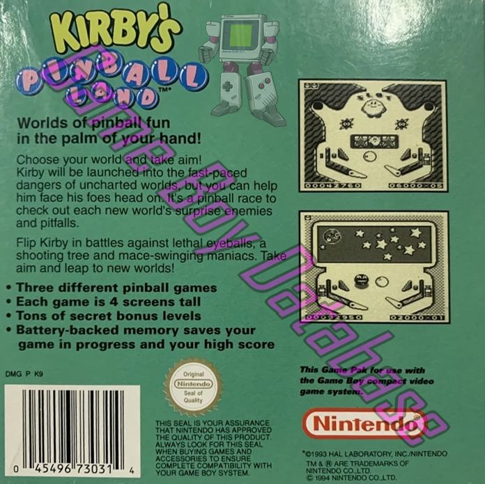 Kirby's Pinball Land AUS Back of the box