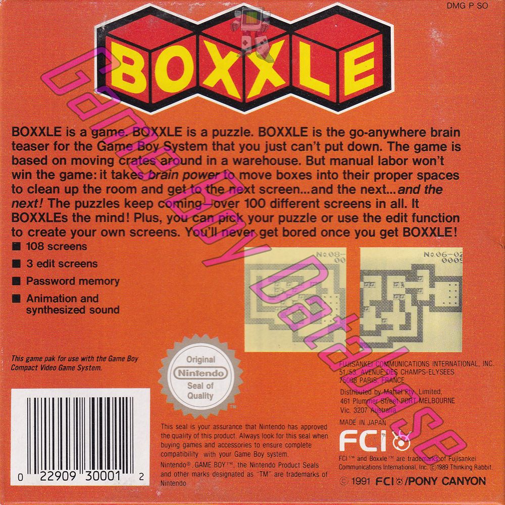 Boxxle AUS Back of the box