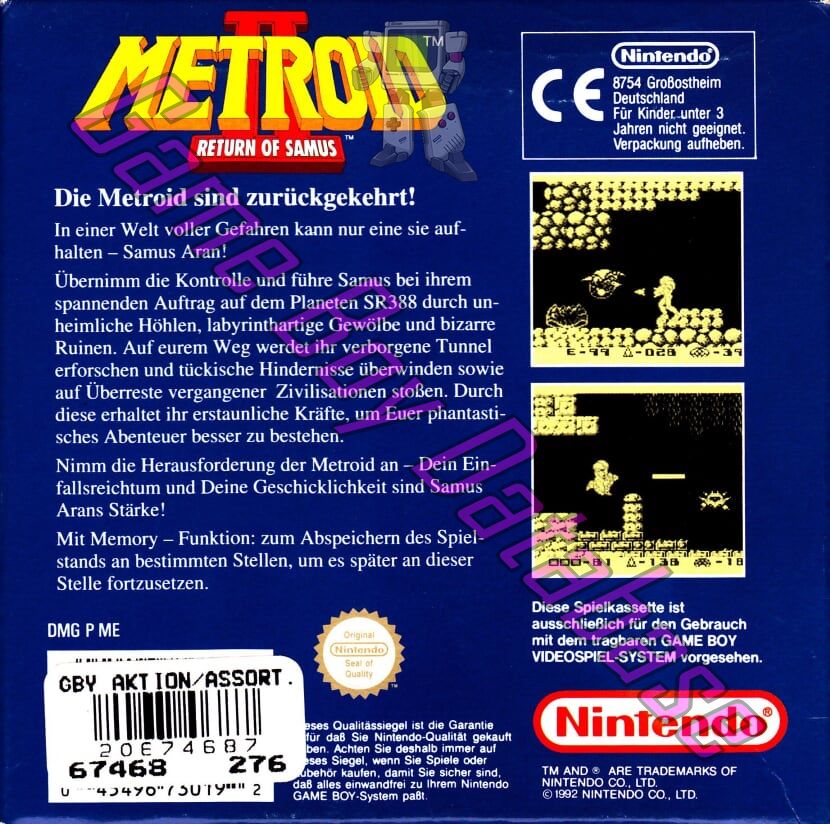 Metroid II Return of Samus FRG-1 Back of the box