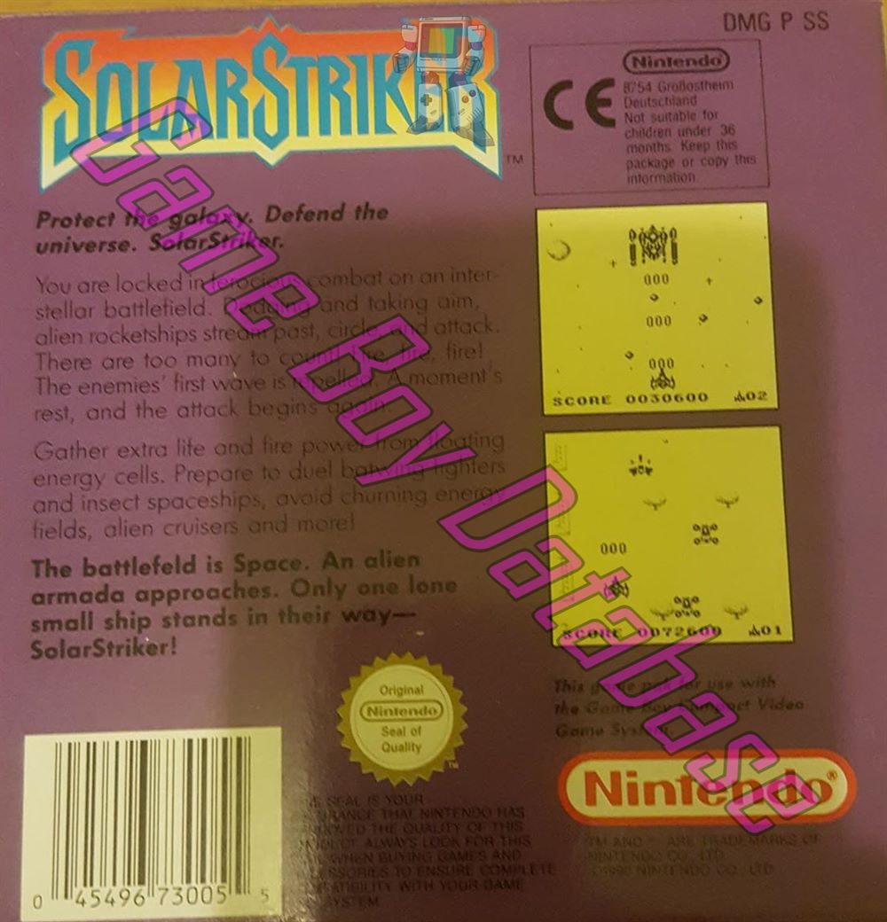 Solar Striker UKV Back of the box