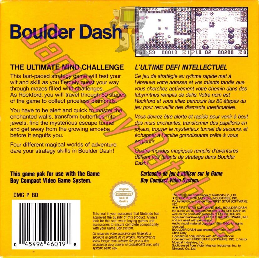 Boulder Dash FAH Back of the box