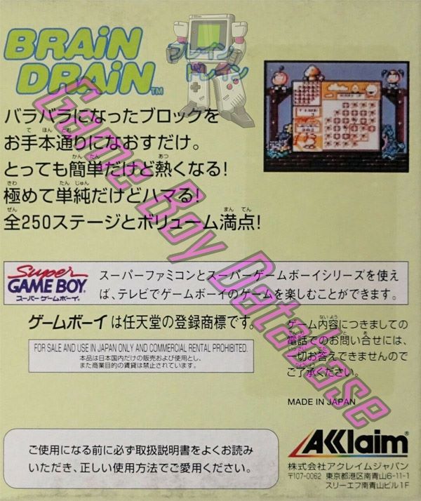 Brain Drain JPN Back of the box