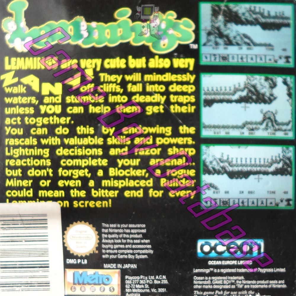 Lemmings AUS Back of the box