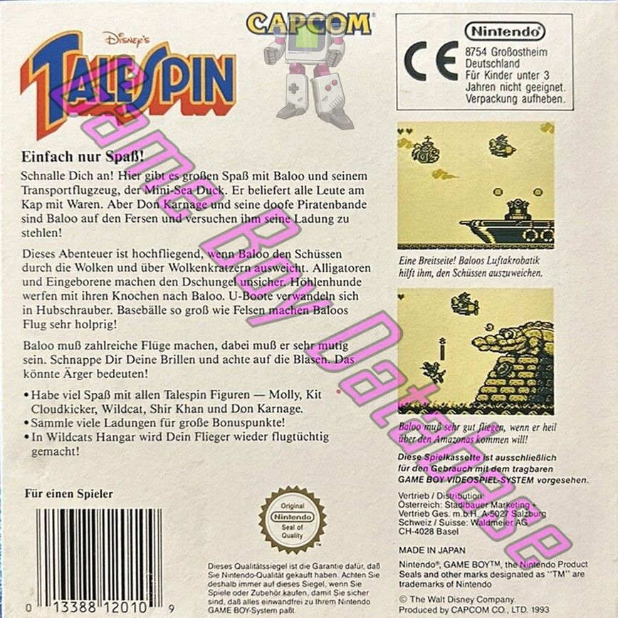 TaleSpin (Disney's) FRG Back of the box