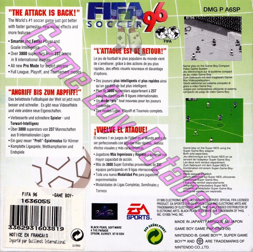 FIFA Soccer 96 EUR Back of the box