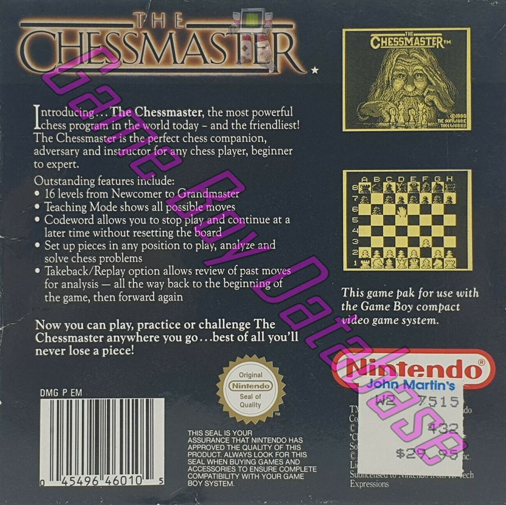 Chessmaster (the) AUS-1 Back of the box