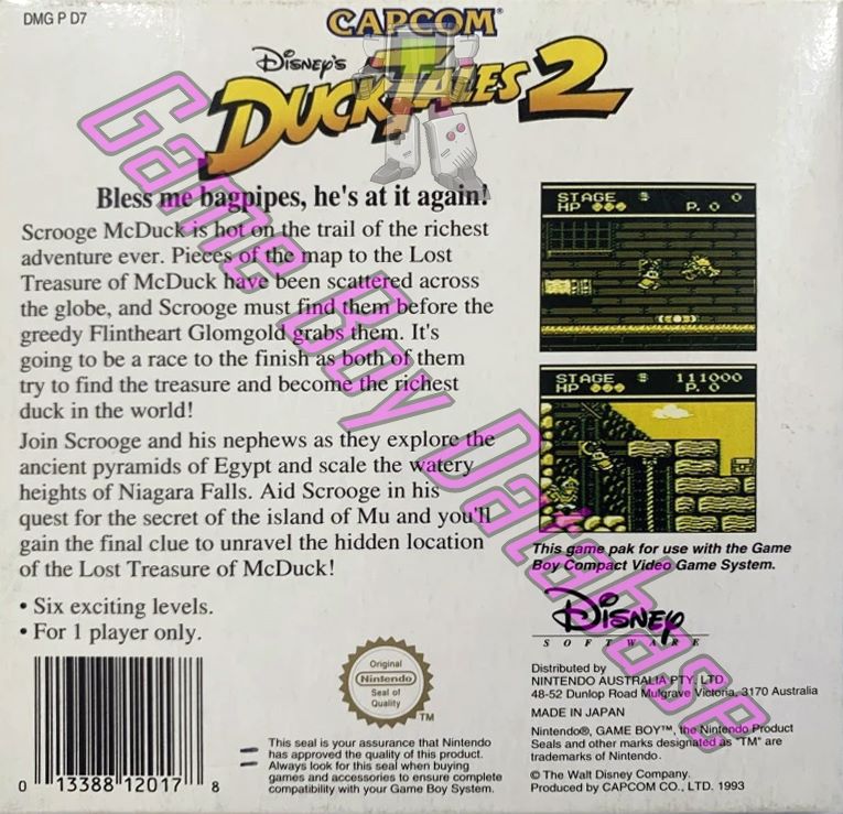 Duck Tales 2 (Disney's) AUS Back of the box