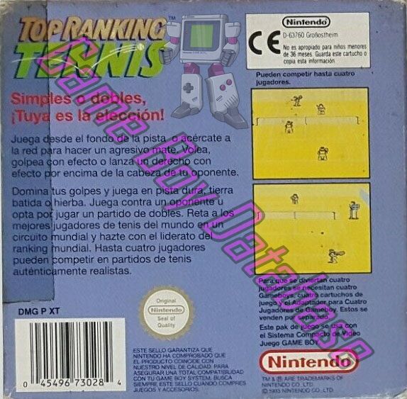 Top Ranking Tennis ESP-1 Back of the box