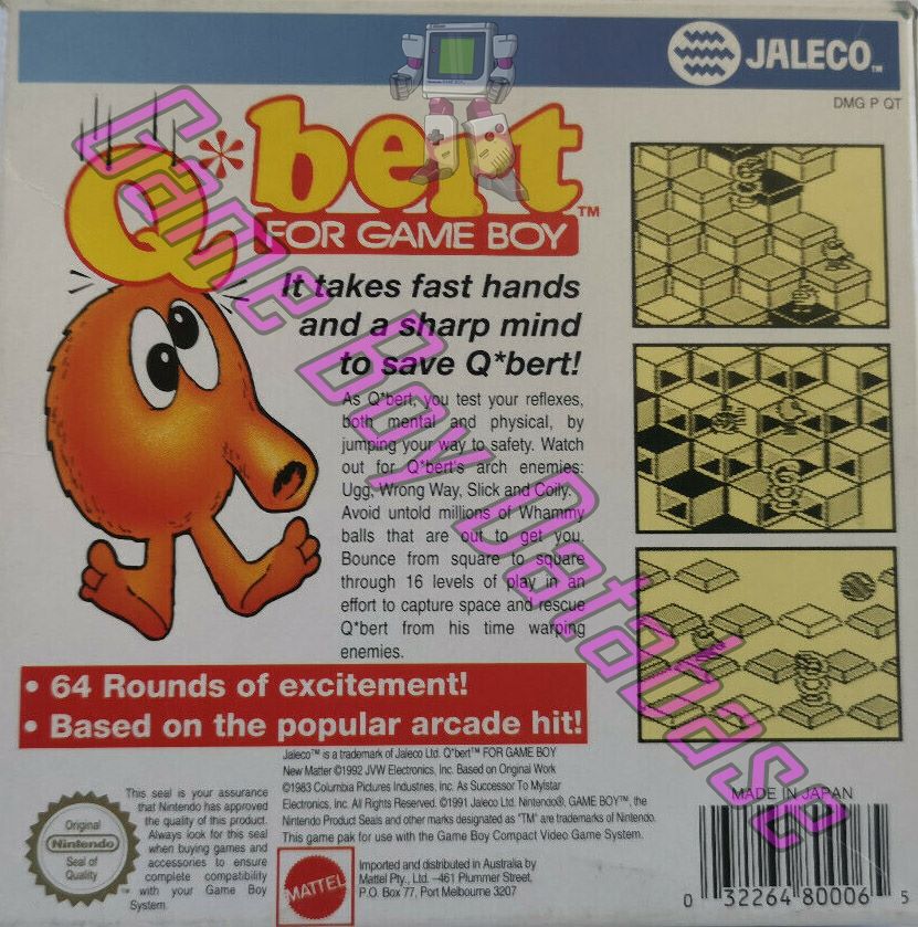 Q*Bert AUS Back of the box