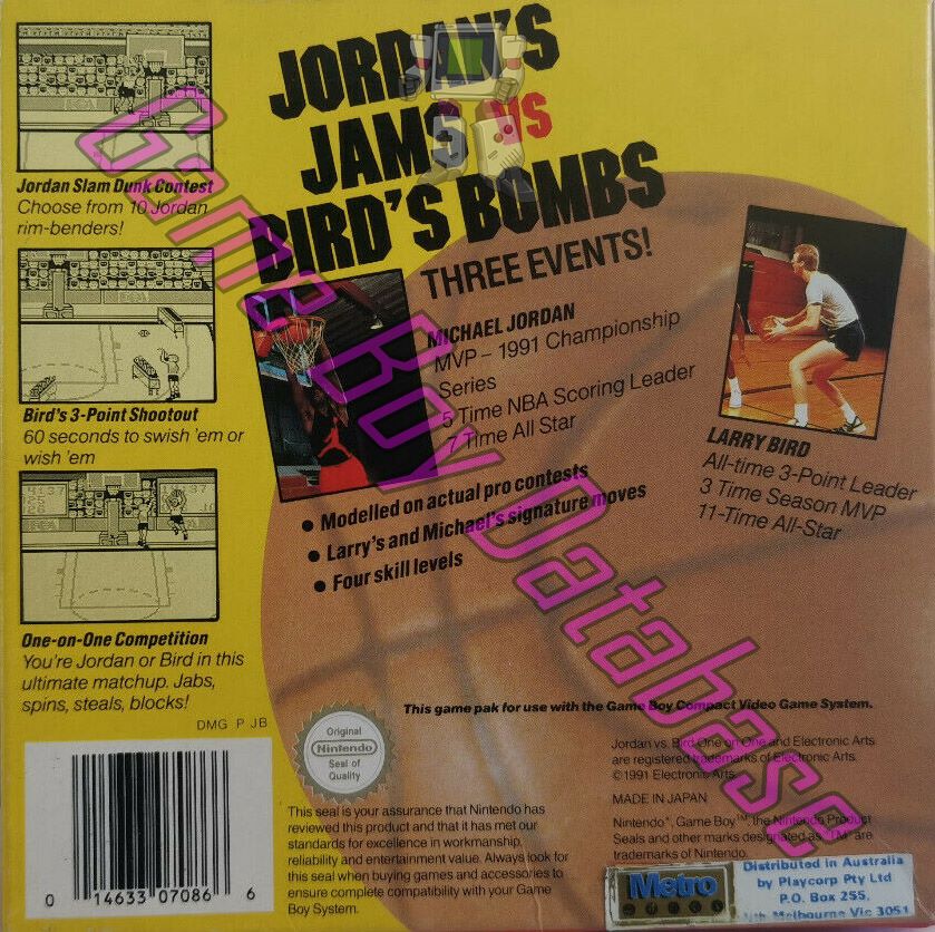 Jordan vs Bird One on One AUS Back of the box