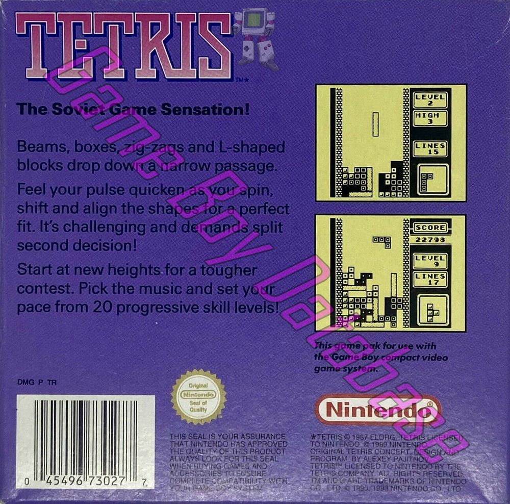 Tetris AUS-1 Back of the box