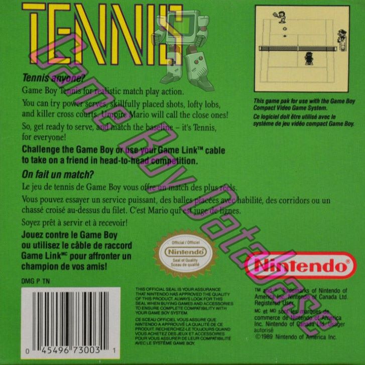 Tennis CAN Back of the box