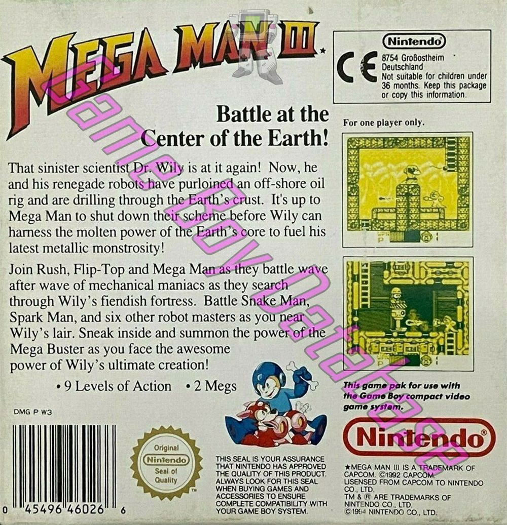 Mega Man III UKV Back of the box