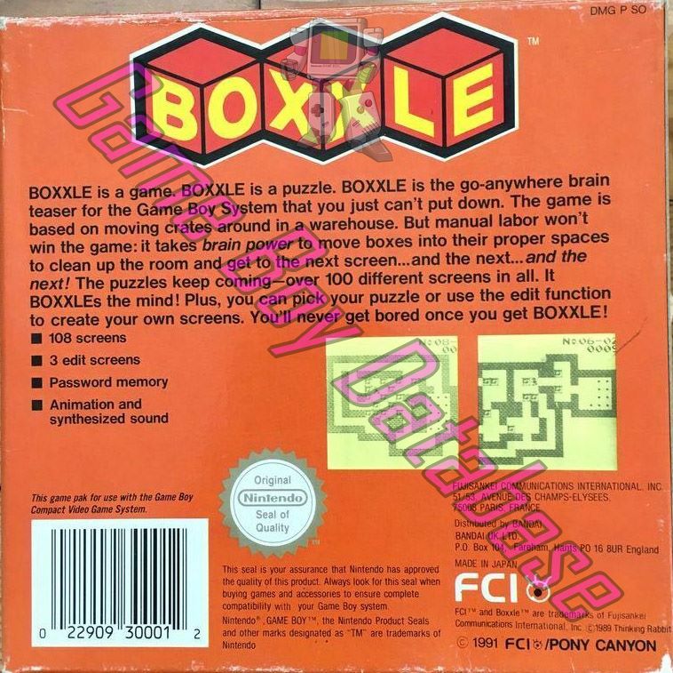 Boxxle UKV Back of the box