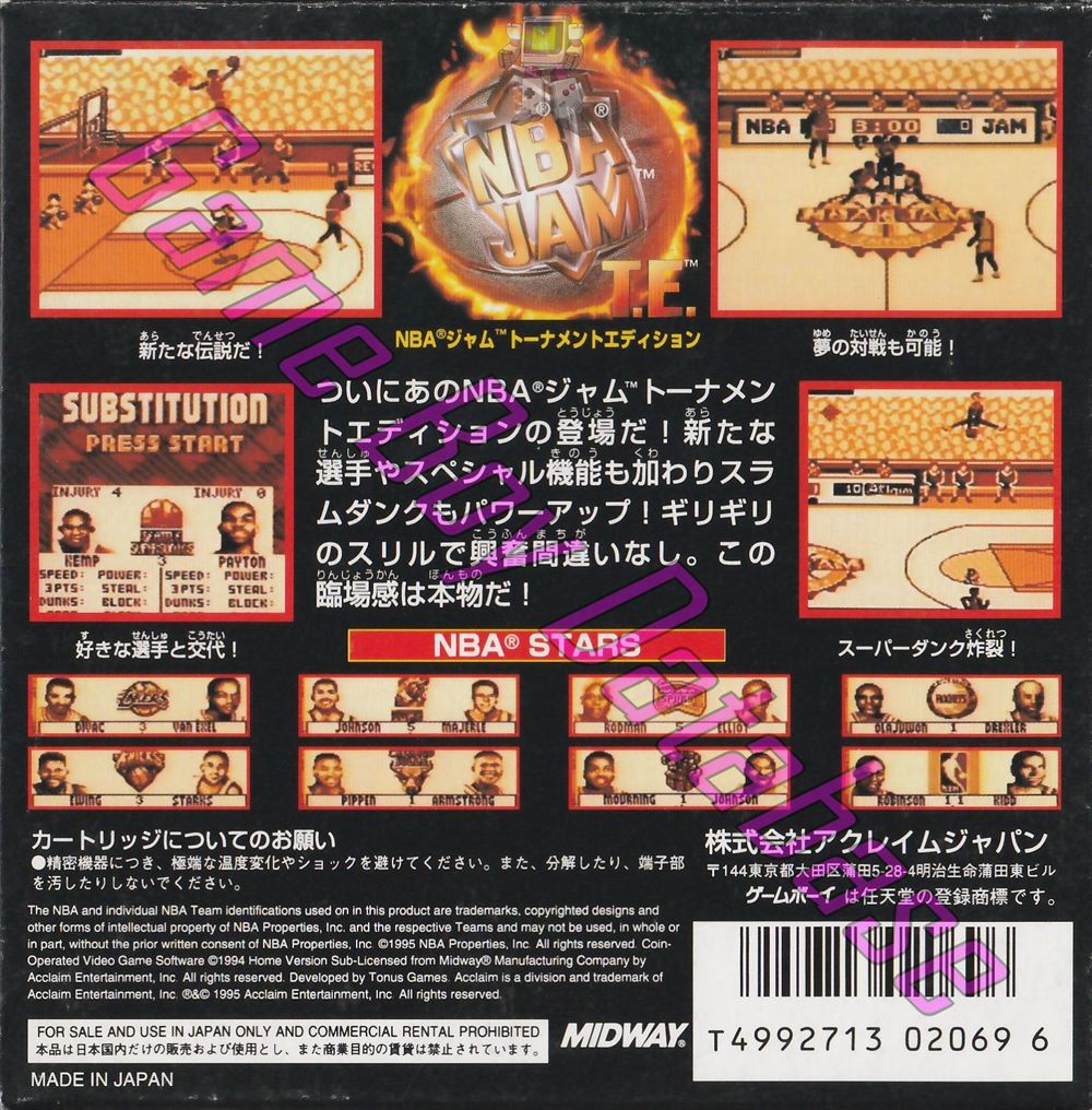 NBA Jam Tournament Edition JPN Back of the box