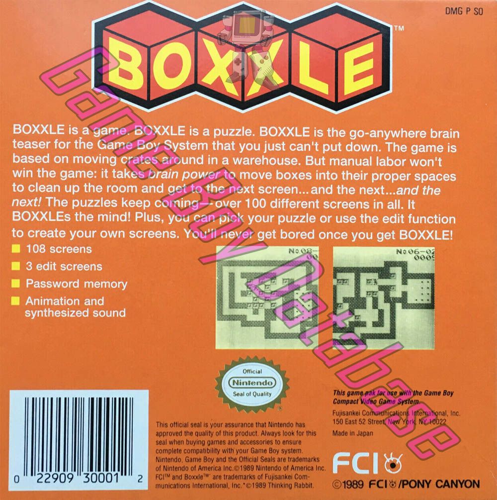 Boxxle USA Back of the box