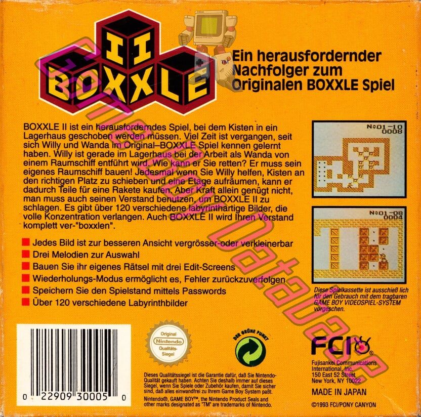 Boxxle II NOE Back of the box