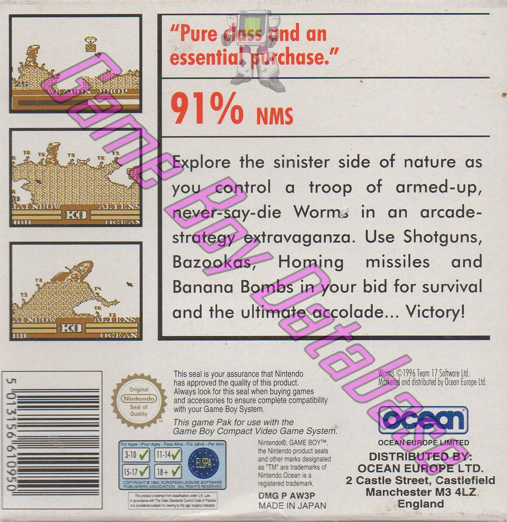 Worms UKV-1 Back of the box