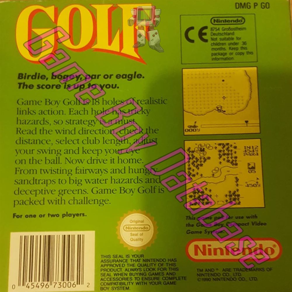 Golf UKV-1 Back of the box