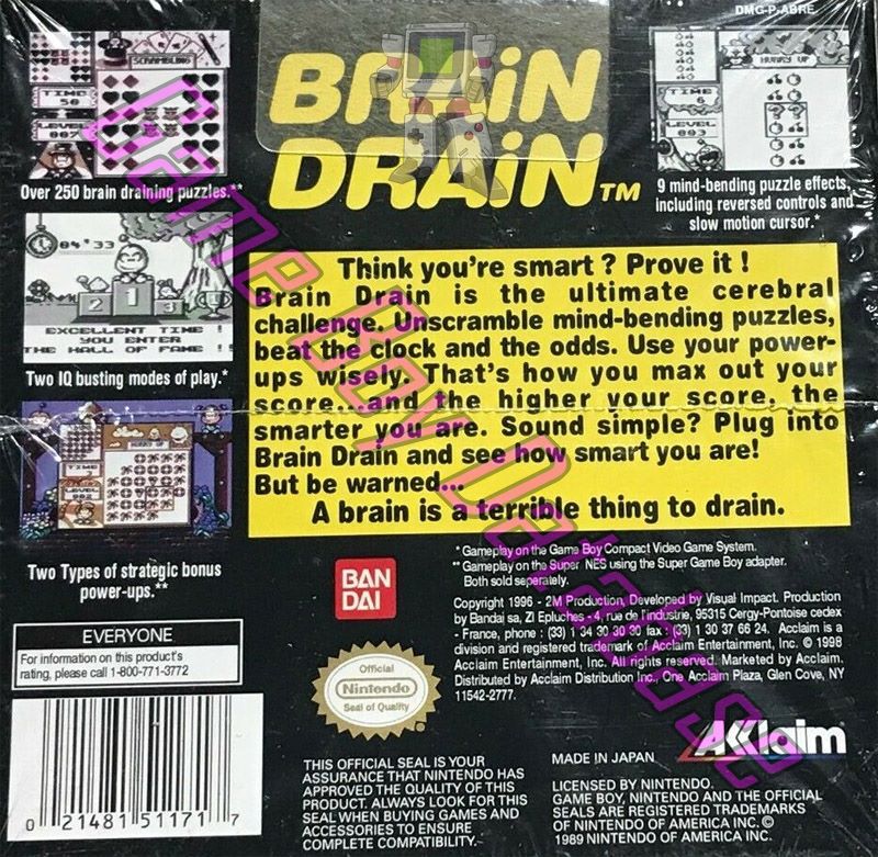 Brain Drain USA Back of the box