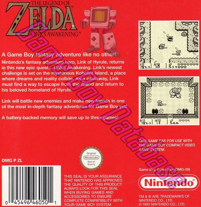 Legend of Zelda Link's Awakening (the) NUKV Back of the box