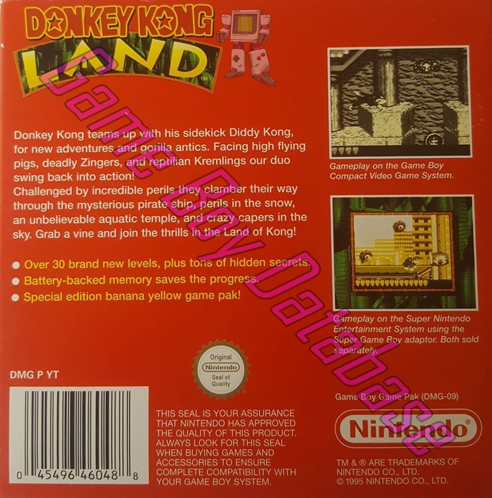 Donkey Kong Land NUKV-1 Back of the box