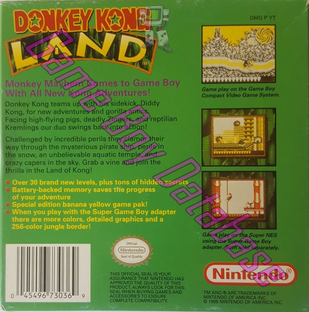 Donkey Kong Land USA Back of the box