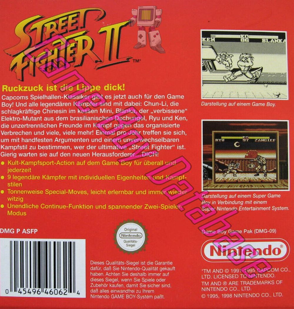 Street Fighter II NNOE Back of the box