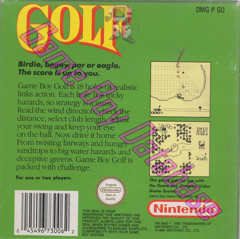 Golf UKV-3 Back of the box