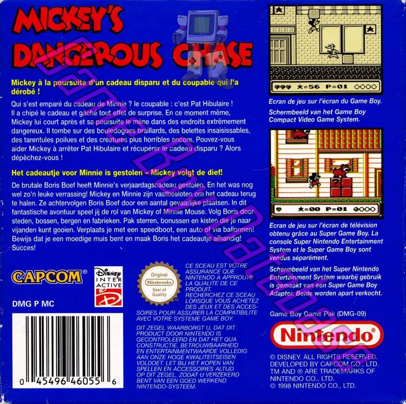 Mickey's Dangerous Chase NFAH Back of the box