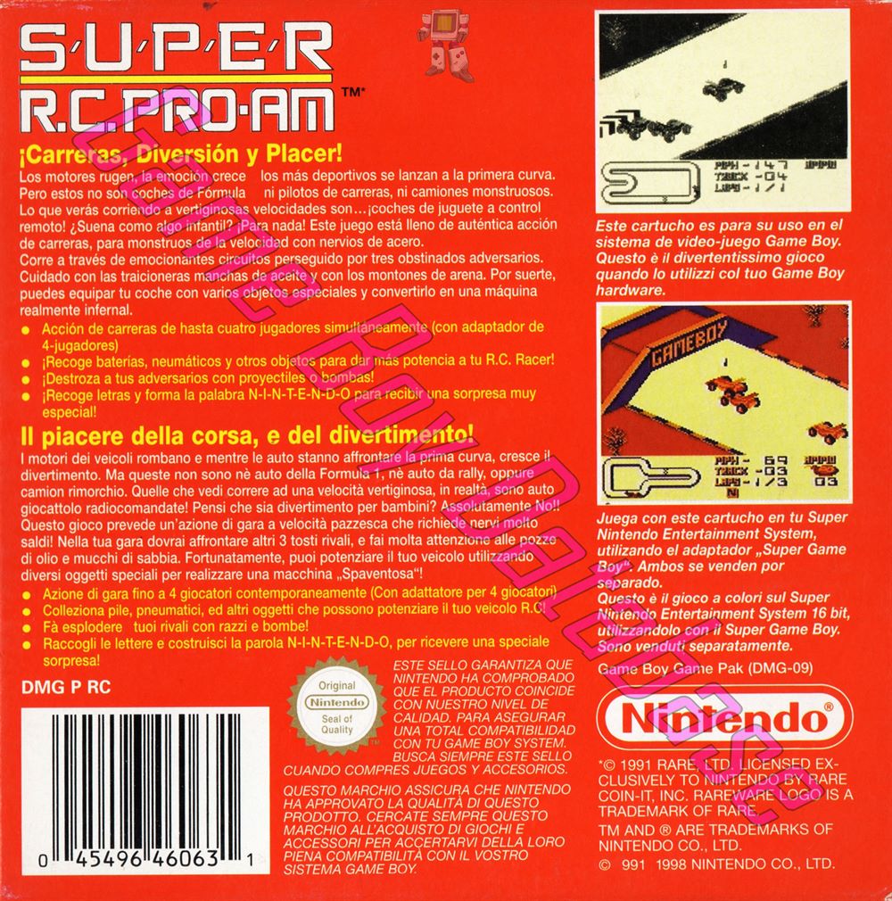 Super R.C. Pro-Am NEAI Back of the box