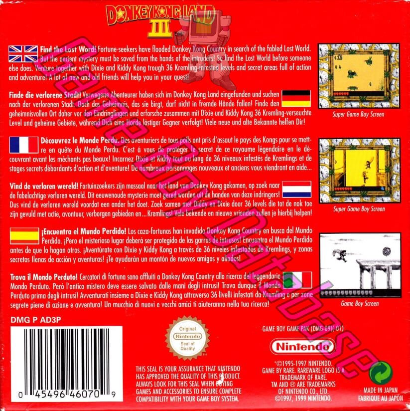 Donkey Kong Land III NEU6 Back of the box