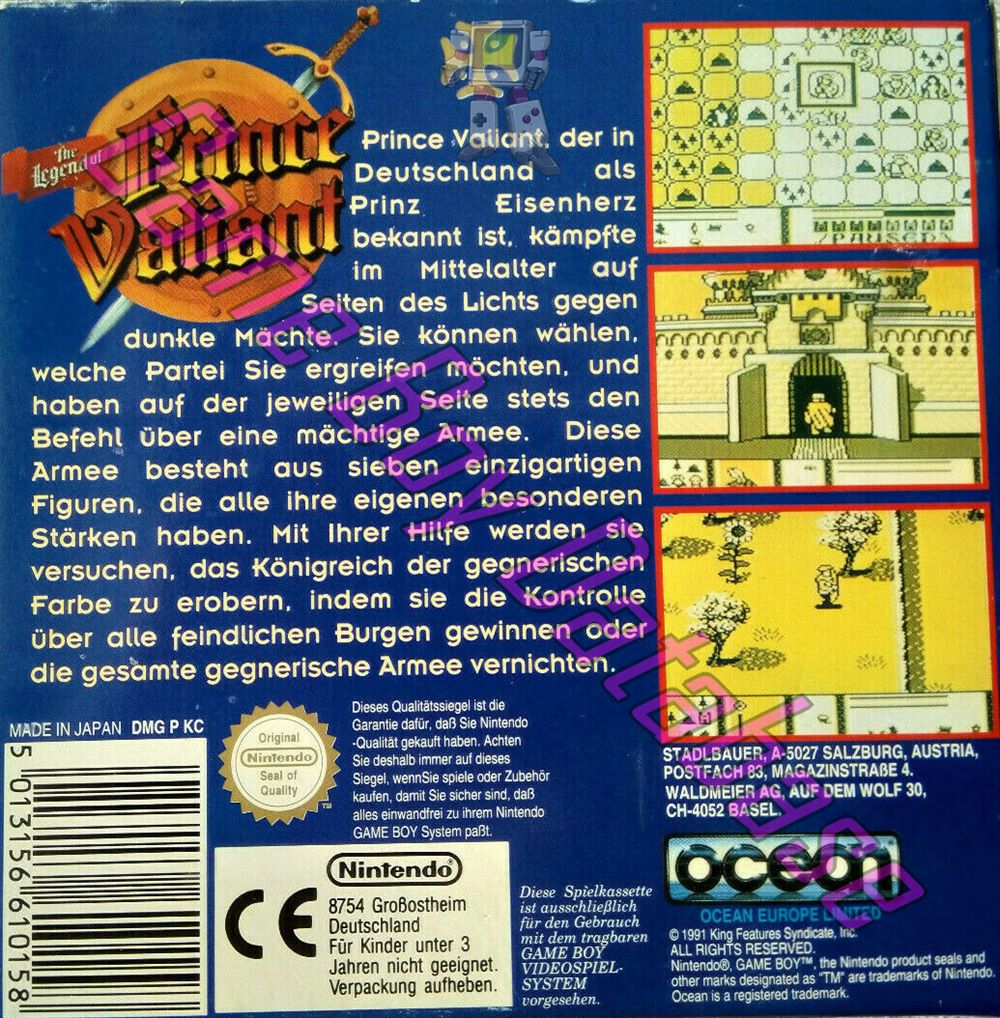 Prince Valiant (the Legend of) FRG Back of the box