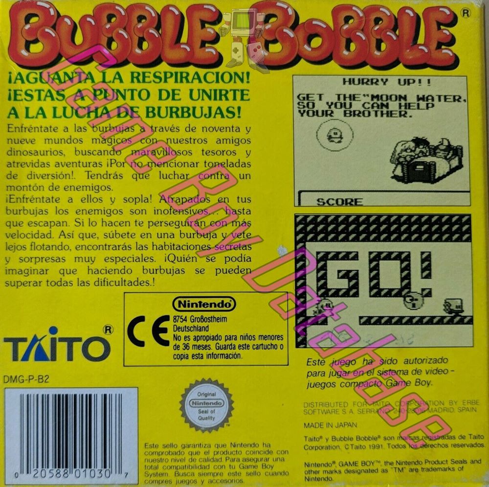 Bubble Bobble ESP Back of the box