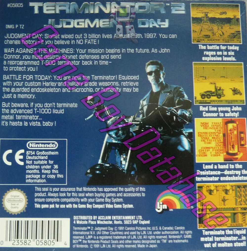 T2 Terminator 2 Judgment Day UKV Back of the box