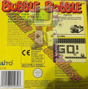 Bubble Bobble ITA Back of the box