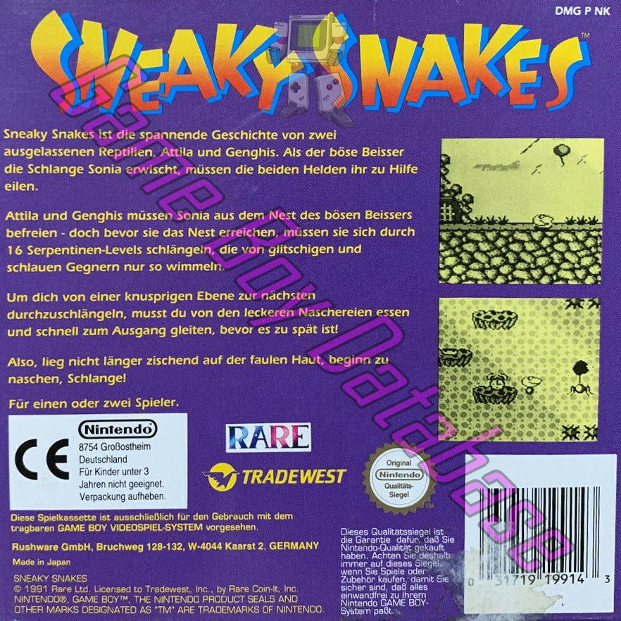 Sneaky Snakes NOE Back of the box