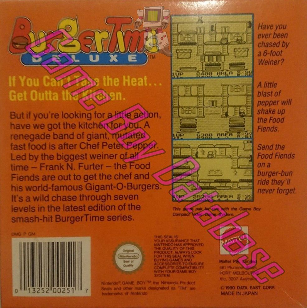 Burgertime Deluxe AUS Back of the box